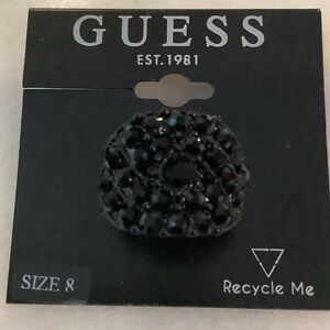 GUESS Black Crystal Dome Cocktail Ring, Brand New